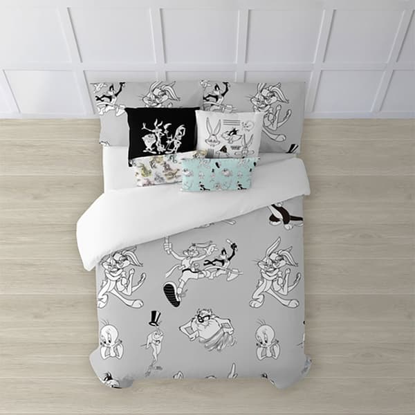Play Fabrics Dynetæppe Looney Sort/hvid Til 135/ Seng 140x240 Cm