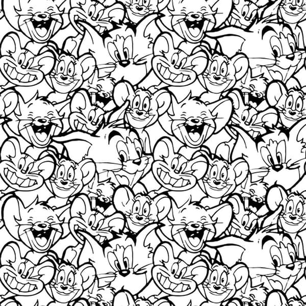 Play Fabrics Dynetæppe Med Knapper Tom & Jerry Sort Og Hvid Til Seng 135/ 140x240 Cm