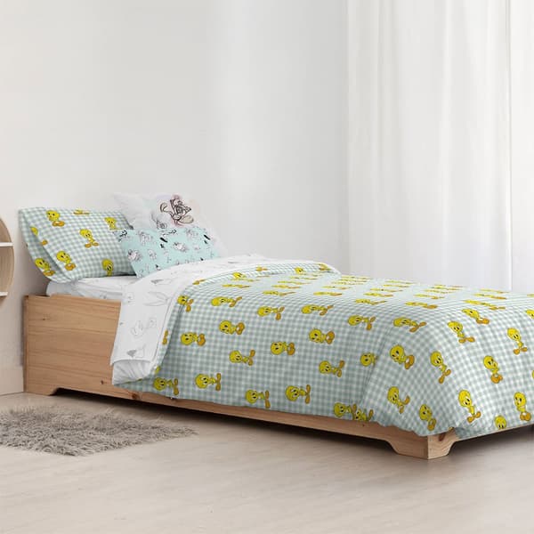 Muare Nordisk Dynebetræk Med Tweety Vichy-knapper Til 120 Seng 200x200 Cm