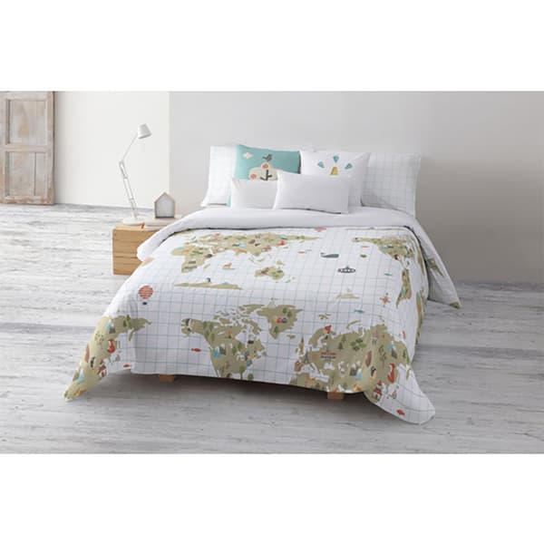 Muare Nordisk Verdenskort Beig For 180x240 Cm