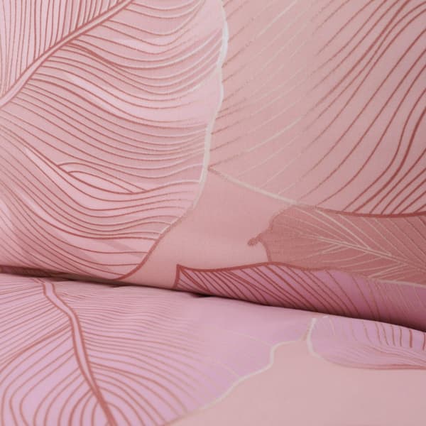 Sängkläder | GALLO | rosa mikrofiber med löv | 200x220 cm | SS23 811758