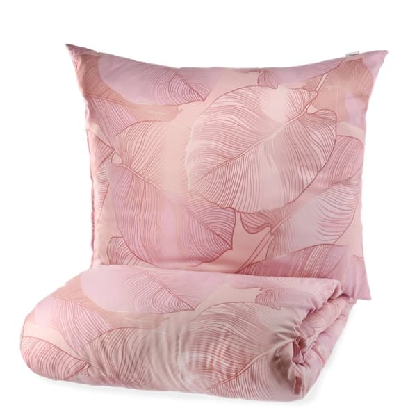 Sängkläder | GALLO | rosa mikrofiber med löv | 200x220 cm | SS23 811758