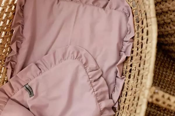 Babysengetøj med flæser, bomuld, 50x75, Dirty Pink