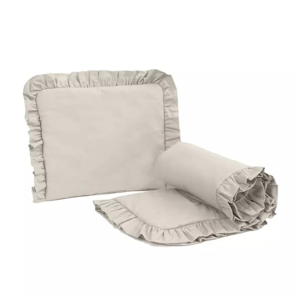 Babysängkläder med volanger, bomull, 50x75, ljusbeige