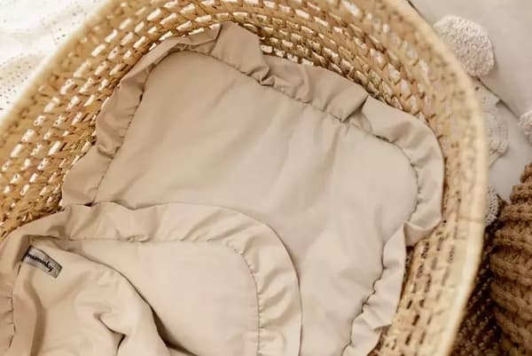 Babysängkläder med volanger, bomull, 50x75, ljusbeige