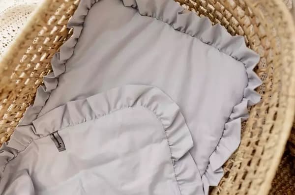 Babysängkläder med volanger, bomull, 50x75, grå