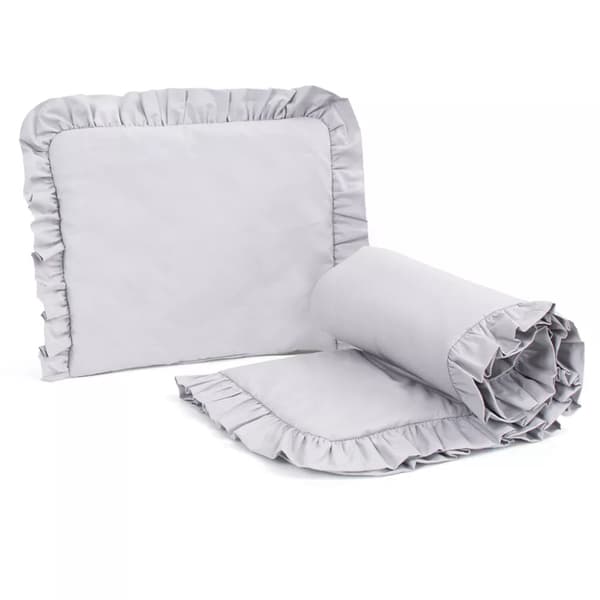 Babysängkläder med volanger, bomull, 50x75, grå