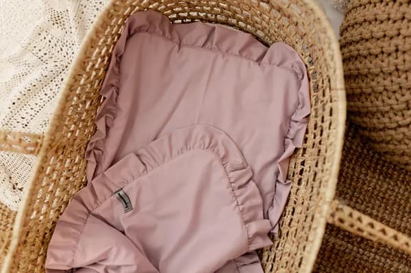 Babysängkläder med krusiduller, bomull, 75x100, Dirty Pink