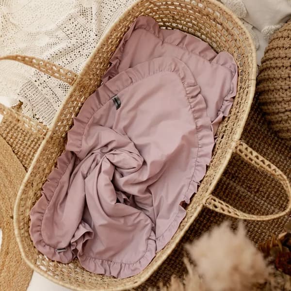 Babysängkläder med krusiduller, bomull, 75x100, Dirty Pink