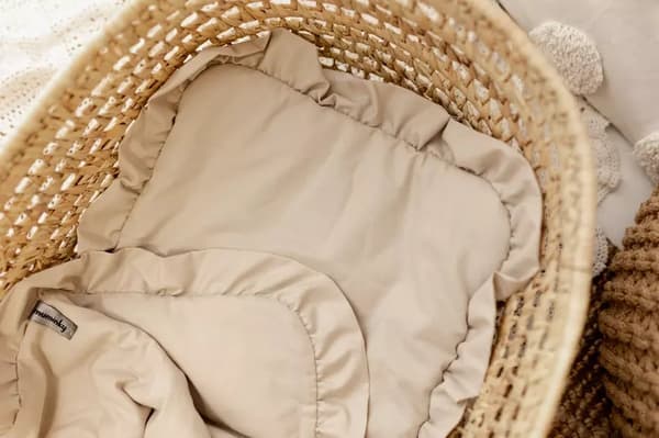 Barnsängkläder med krusiduller, bomull, 100x135, ljus beige