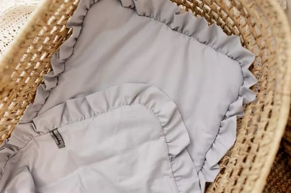 Babysängkläder med krusiduller, bomull, 75x100, grå