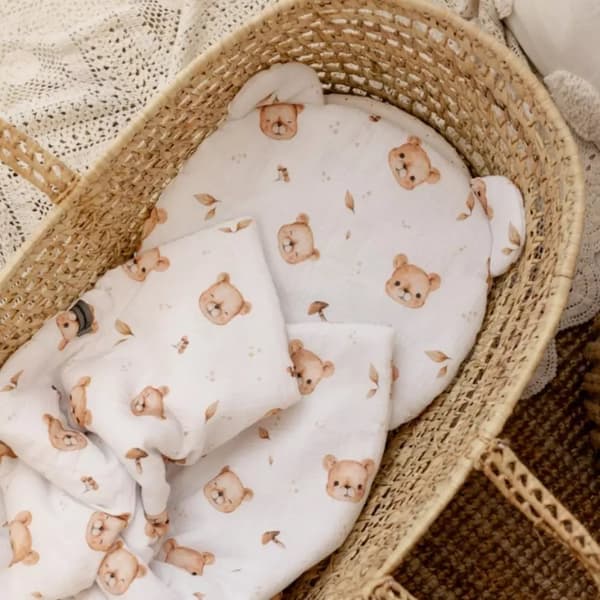 Muslin Sengesæt, Dyne, Pude, 55x75, Bamse