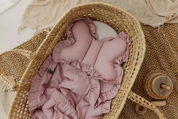 Sæt til klapvogn med flæser dirty pink