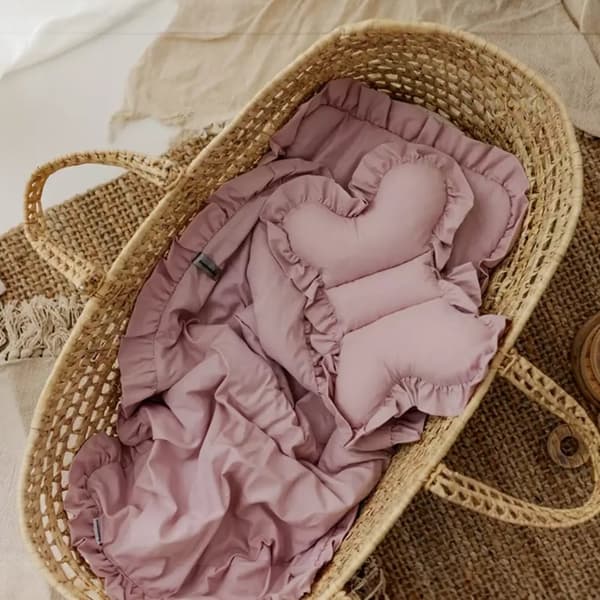 Sæt til klapvogn med flæser dirty pink