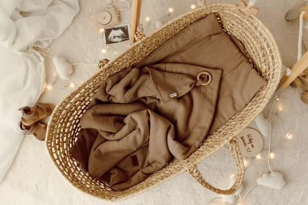 Muslin sängkläder set, täcke, kudde, 55x75, mörkbeige, A'la linne