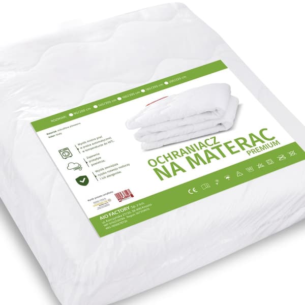 Premium quiltad tråd övermadrass/skydd 90x200cm vit