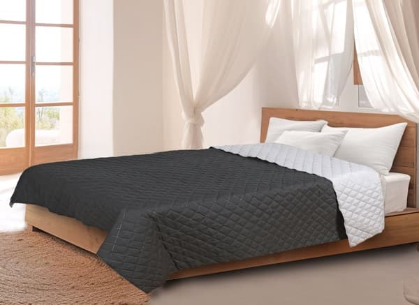Ultrasonic Quiltet Sengetæppe 200x220 cm Grå-Sort