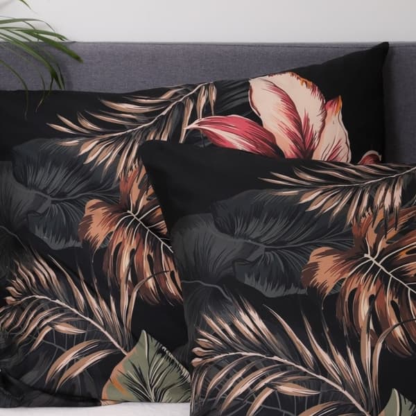 Vuodevaatteet | FONCE | mikrokuitu mustat lehdet | 160x200 + 2*70x80cm | 825496