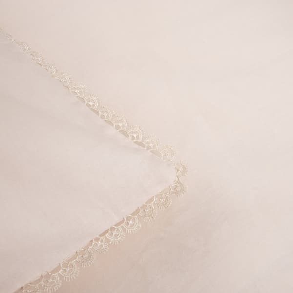 Sengetøj | NERINIA | bomuld beige med blonder | 220x200 + 2*70x80 cm | 725159