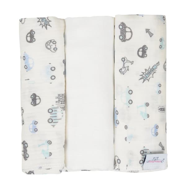 MUSLIN DESIGN vaippa painettu 3 kpl, koko. 70x80