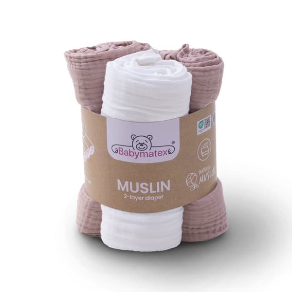 Vaippa 70x80 MUSLIN 3 kpl väri 12 likainen pinkki