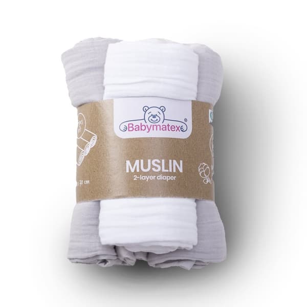 Vaippa 70x80 MUSLIN 3 kpl väri 42 harmaa