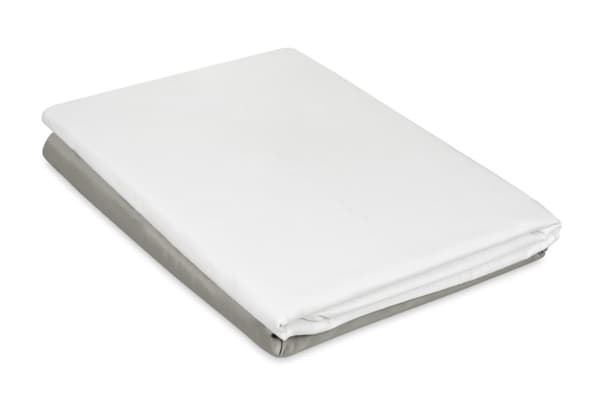 Dobbeltsidet satin sengetøj 140x200 + 70x80 hvid/grå MATEX