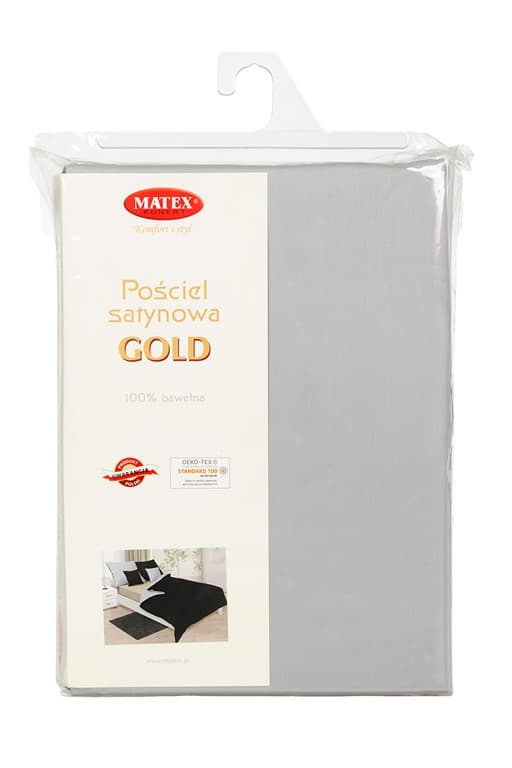 Satin dobbeltsidet sengetøj 140x200 + 70x80 grå/sort MATEX