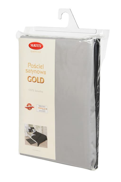 Satin dobbeltsidet sengetøj 140x200 + 70x80 grå/sort MATEX
