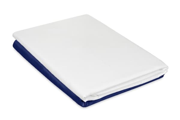 Dubbelsidigt satin sängkläder 160x200 +2x70x80 vit/marinblå MATEX