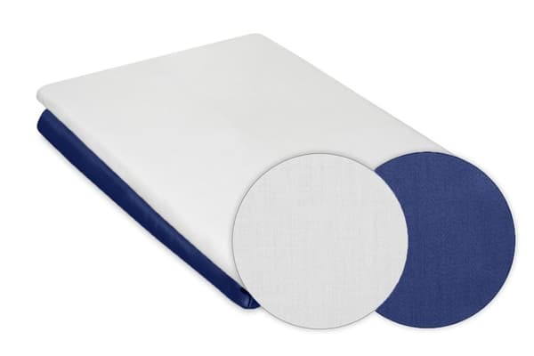 Dubbelsidigt satin sängkläder 160x200 +2x70x80 vit/marinblå MATEX