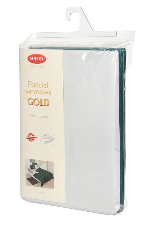Dubbelsidigt satängsäng 220x200 +2x70x80 vit/smörgrön MATEX