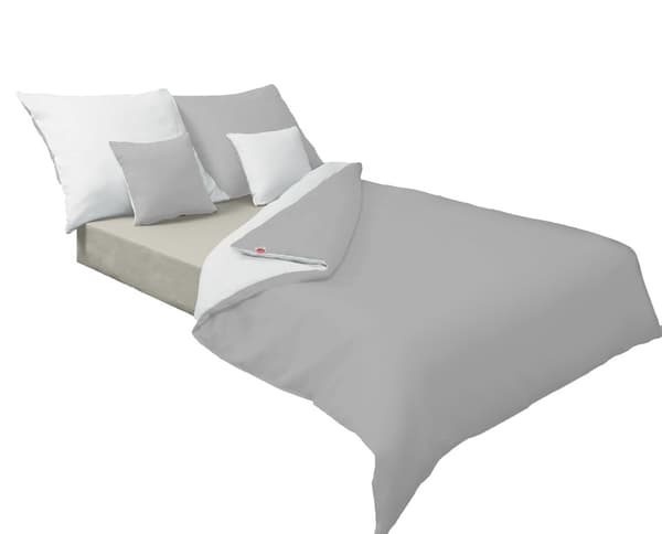 Dubbelsidiga sängkläder i satin 220x200 +2x70x80 vit/ask MATEX
