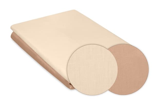 Dubbelsidig satin sängkläder 220x200 +2x70x80 ljus/mörk beige MATEX