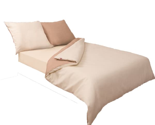 Dubbelsidig satin sängkläder 220x200 +2x70x80 ljus/mörk beige MATEX