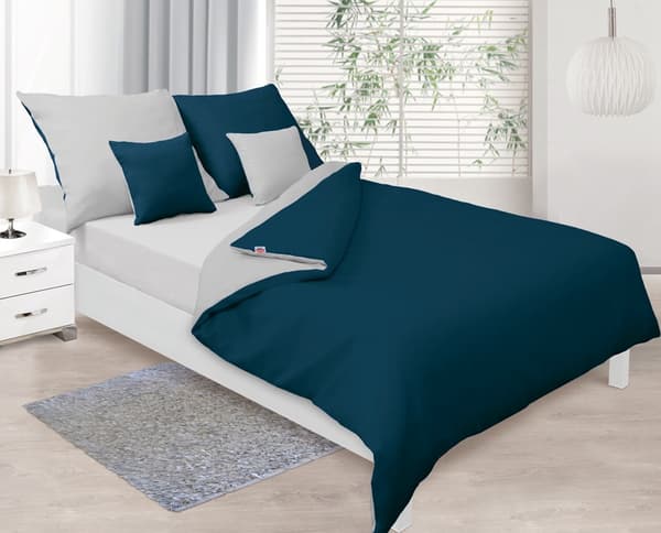 Kaksipuoliset satiinivuodevaatteet 220x200 +2x70x80 meri/harmaa MATEX