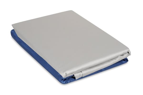 Dubbelsidigt satin sängkläder 220x200 +2x70x80 grå/marinblå MATEX
