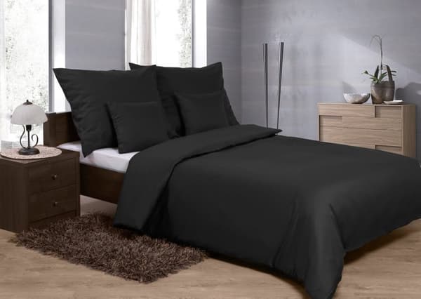 Puuvillasatiini vuodevaatteet 220x200 +2x70x80+2x40x40 musta_48 MATEX