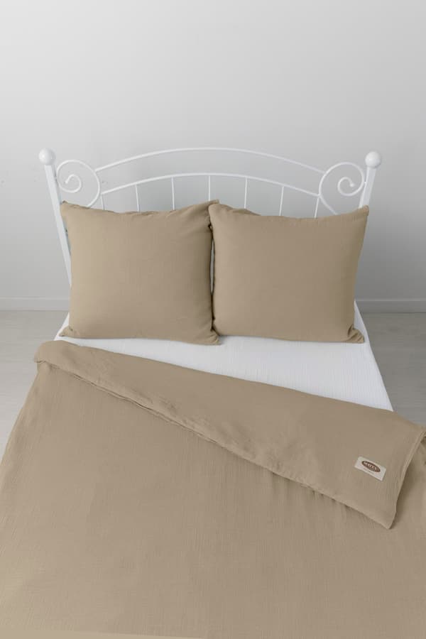 Puuvillaiset vuodevaatteet MUSLIN beige_17 (220x200-1,70x80-2) MATEX