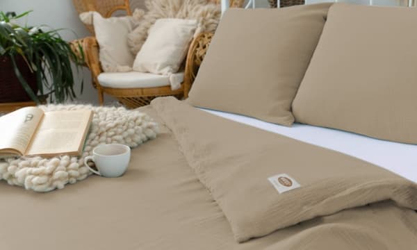 Puuvillaiset vuodevaatteet MUSLIN beige_17 (220x200-1,70x80-2) MATEX