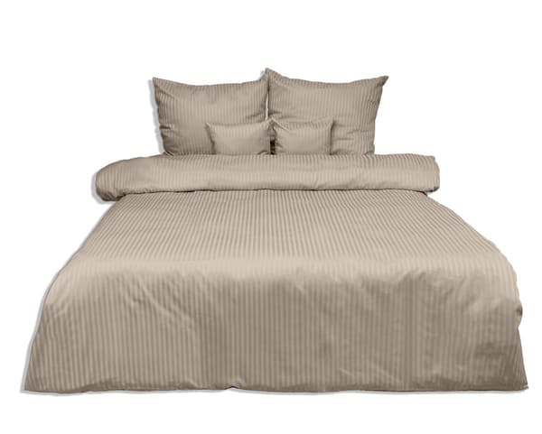Beige Damask vuodevaatteet, 1cm raidat, 160x200 +2x70x80 MATEX