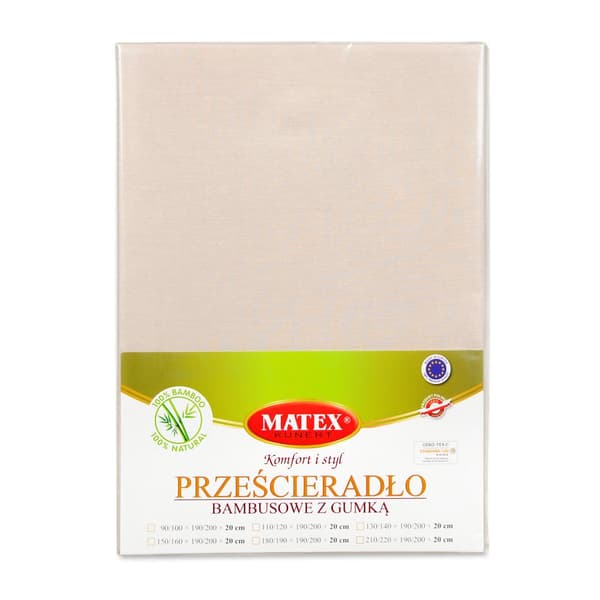 BAMBOO-sovitettu lakana 190x210, 200x220, beige_15, MATEX