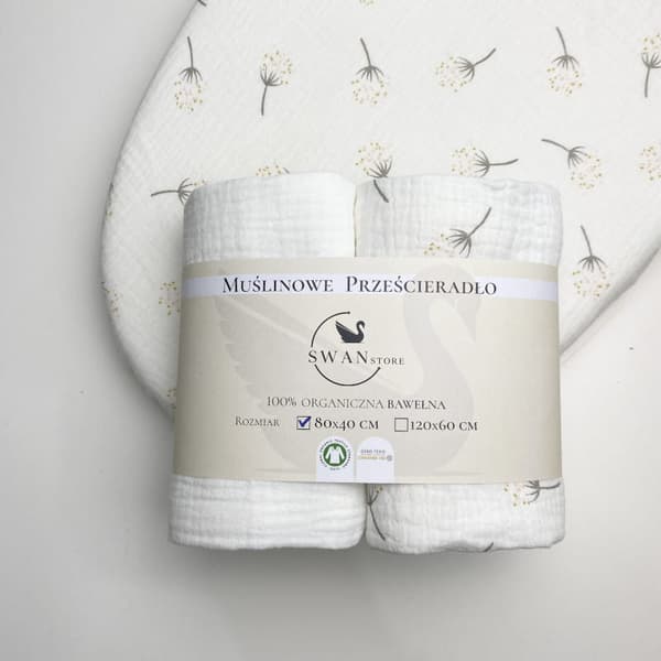 kpl gondolin musliinilakanaa, valkoinen + valkoinen voikukan sävyssä, SwanStore