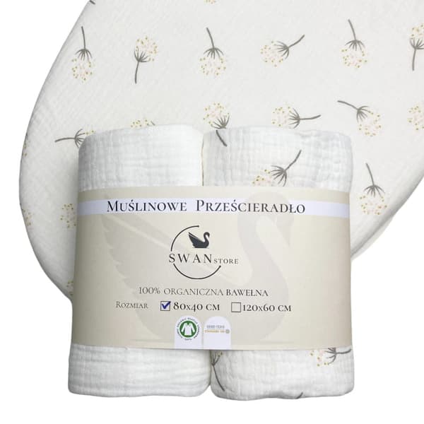 kpl gondolin musliinilakanaa, valkoinen + valkoinen voikukan sävyssä, SwanStore