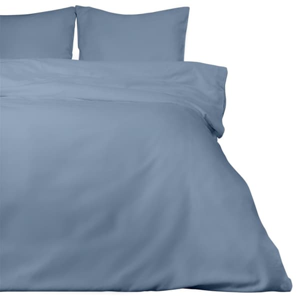Bomuld satin sengetøj 200x220 ensfarvet blå
