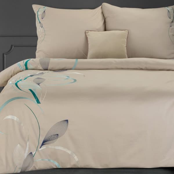 Broderade sängkläder HAFT1 160x200 Eurofirany blad beige