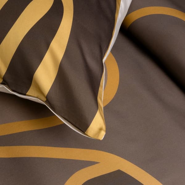 Sängkläder i bomull och tencel ALISMA1 160x200 Eurofirany blommönster brunt guld