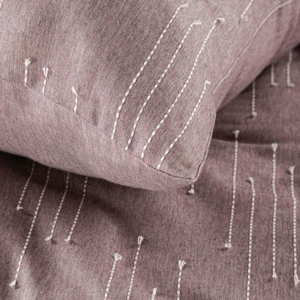 AVINION-8 Terra Collection sängkläder i bomull 160x200 Eurofirany ljung med dekorativa sömmar