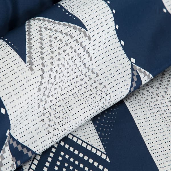 Sengetøj lavet af makosatin PALERMO-4 Terra Collection 160x200 Eurofirany hvid marineblå geometri