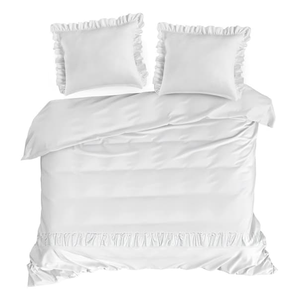 Satin sengetøj VENUS 200x220 Eurofirany hvid med dikkedarer